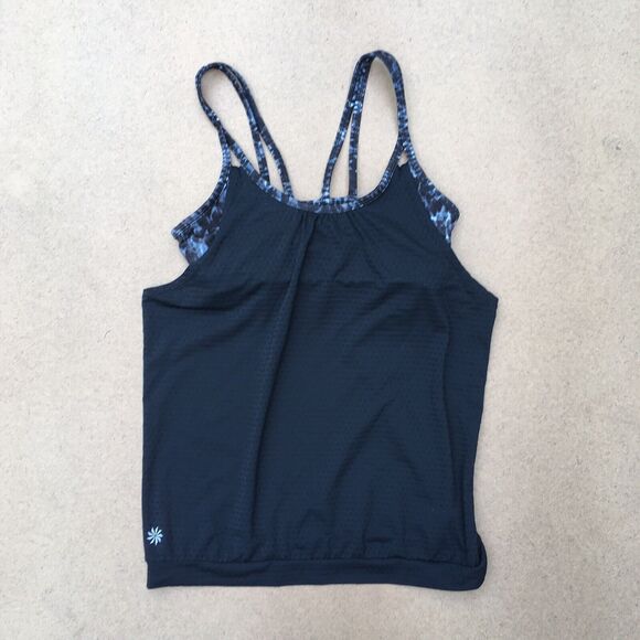 Athleta Tank Top Size XXS Black/Gray Cobra Dot Invigorate Mesh Built In Bra - Picture 1 of 10